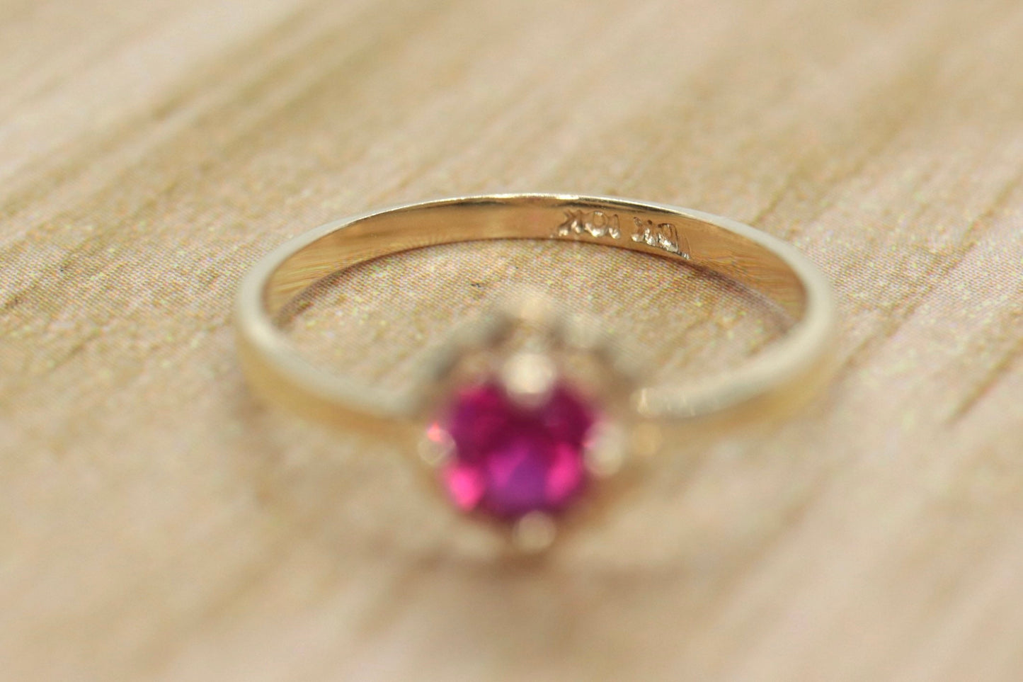 10k Dainty Ruby Ring. 10k RUBY stackable twisted stacked band