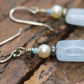 Sterling Silver Aquamarine and Pearl Candy Drop Dangle Earrings. BOHO Dangle earrings st(3/45)