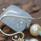 Sterling Silver Aquamarine and Pearl Candy Drop Dangle Earrings. BOHO Dangle earrings st(3/45)