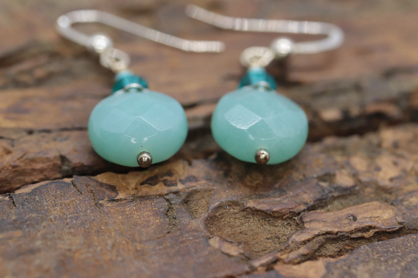 Sterling Silver Amazonite Candy Drop Dangle Earrings. BOHO Dangle earrings st(3/45)