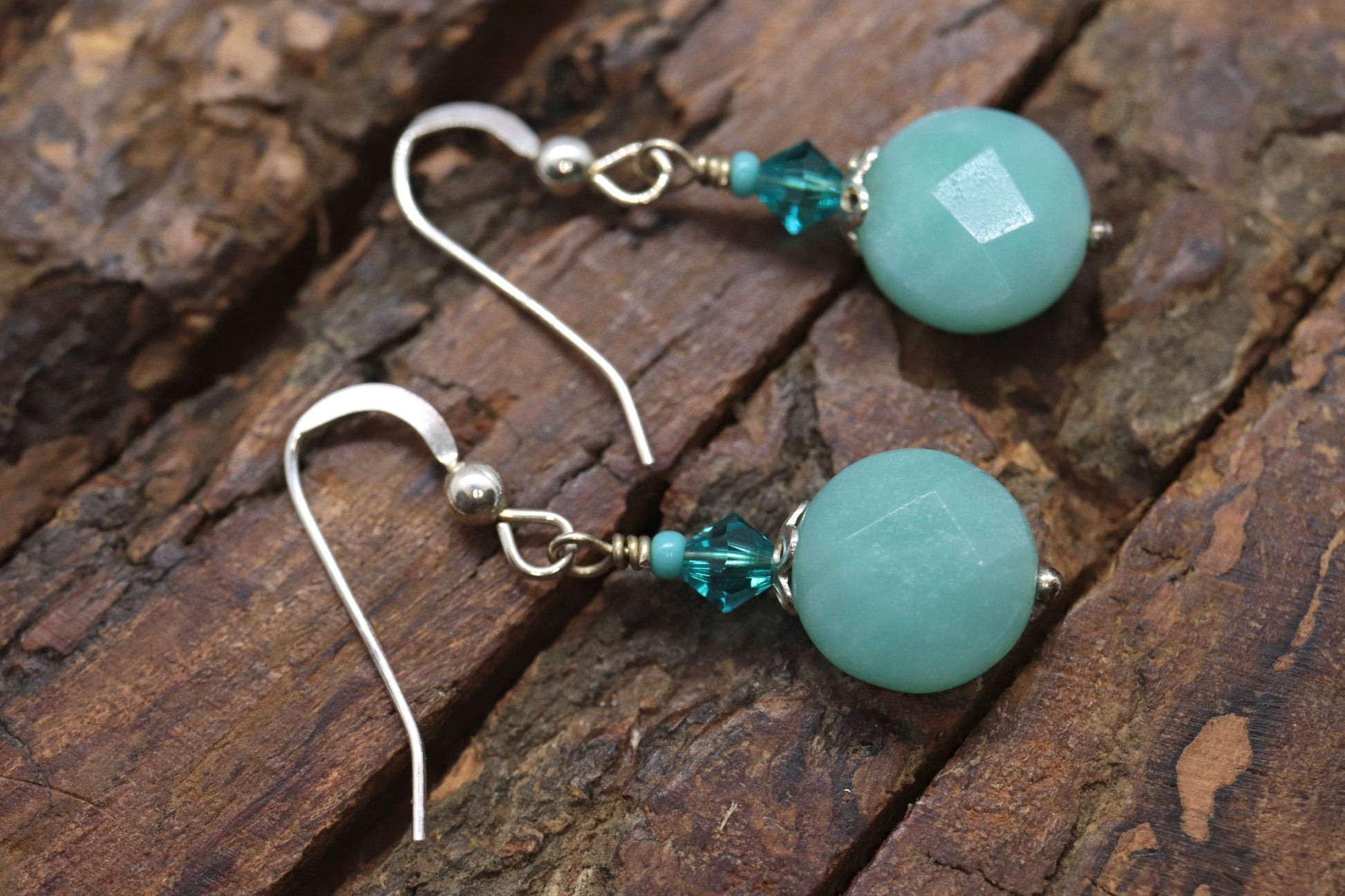 Sterling Silver Amazonite Candy Drop Dangle Earrings. BOHO Dangle earrings st(3/45)