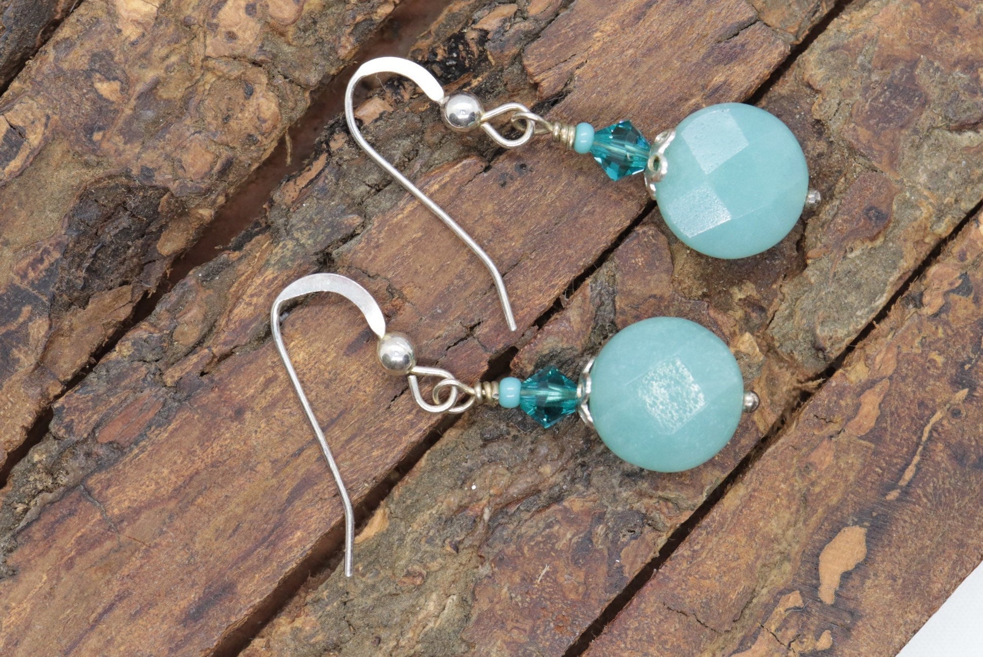 Sterling Silver Amazonite Candy Drop Dangle Earrings. BOHO Dangle earrings st(3/45)