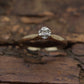 14k Diamond Solitaire. 14k Yellow gold engraved illusion set Daisy diamond ring. st(54/62)