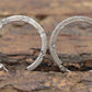 14k White Gold HOOP Earrings. 14k Hoop Textured Engraved thin dangle earrings. st58/65