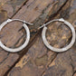 14k White Gold HOOP Earrings. 14k Hoop Textured Engraved thin dangle earrings. st58/65