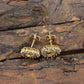 14k Open Heart Yellow Gold Diamond(CZ) Stud earrings. Prong set CZ Halo Earrings
