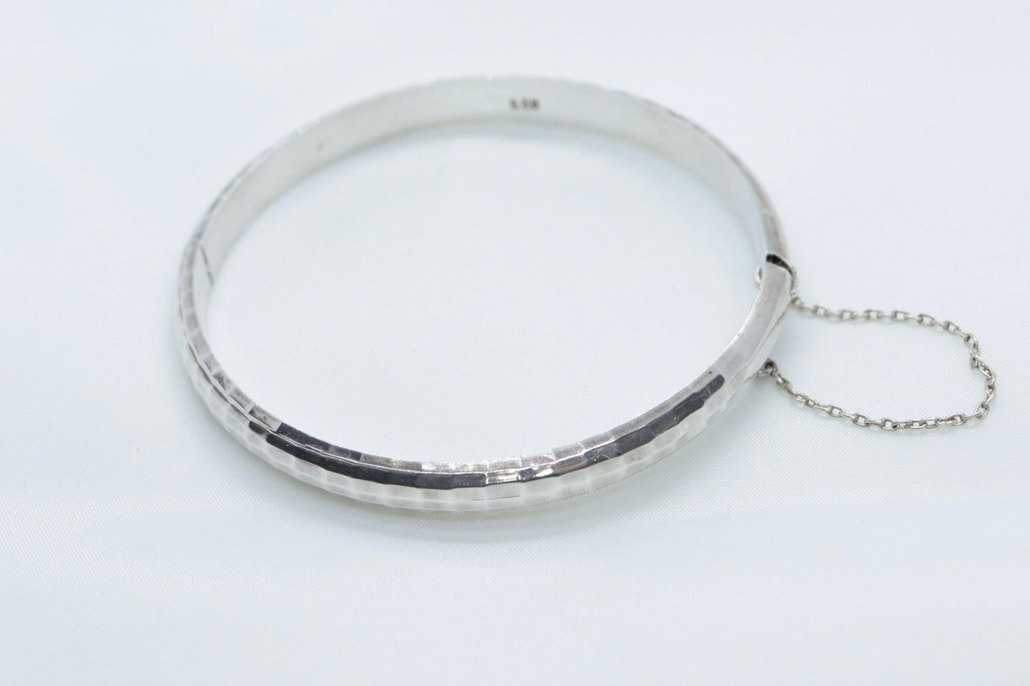 Bangle Hinged Bracelet Sterling Silver. 925 Silver Hammered Textured Bracelet