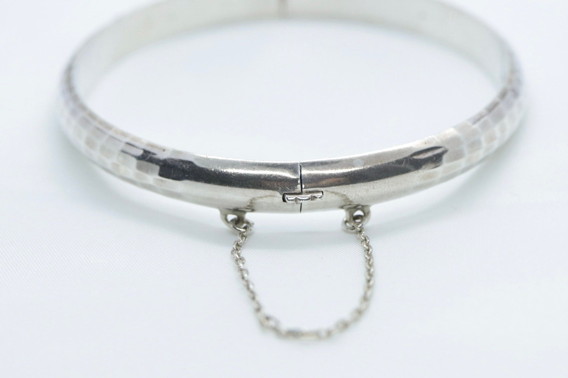 Bangle Hinged Bracelet Sterling Silver. 925 Silver Hammered Textured Bracelet