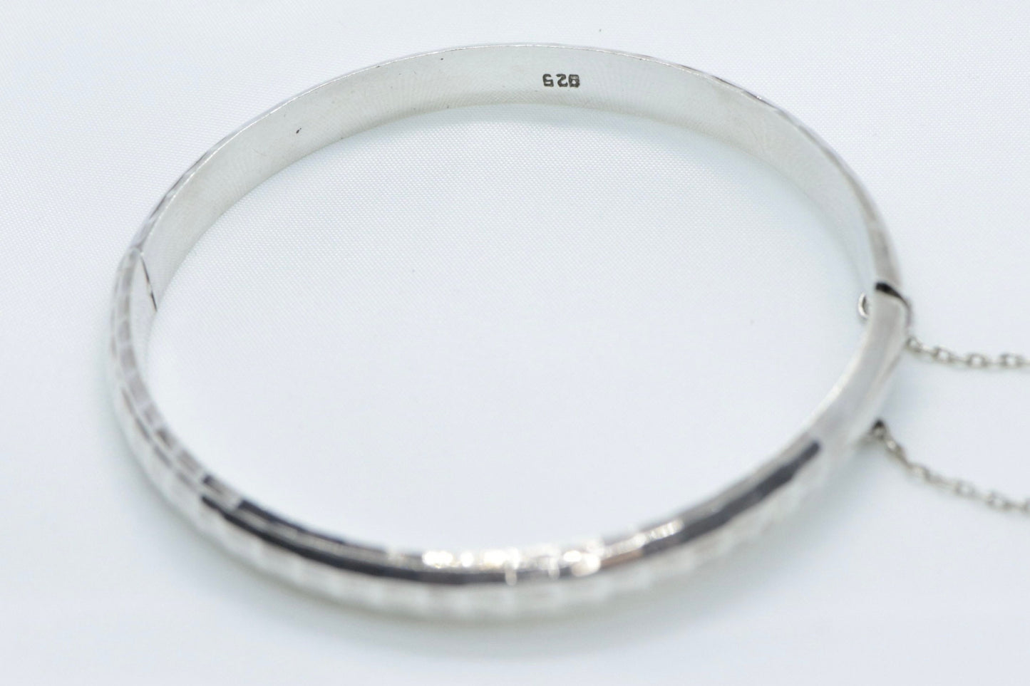 Bangle Hinged Bracelet Sterling Silver. 925 Silver Hammered Textured Bracelet