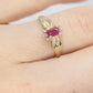 Vintage Ruby HALO Ring. 10k oval Ruby and Diamond Halo ring