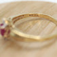 Vintage Ruby HALO Ring. 10k oval Ruby and Diamond Halo ring