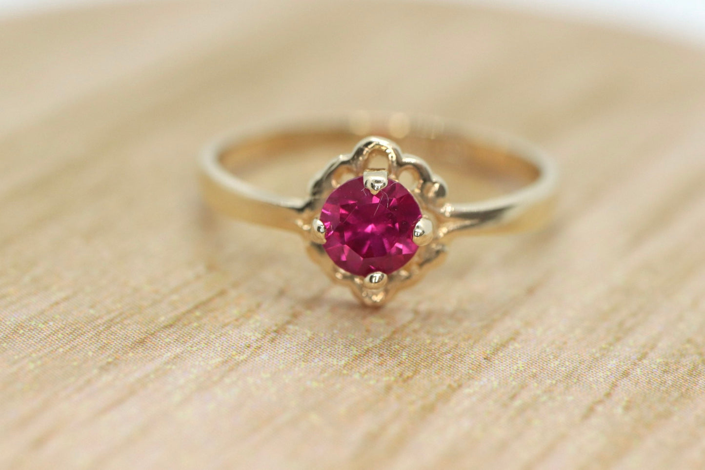 10k Dainty Ruby Ring. 10k RUBY stackable twisted stacked band