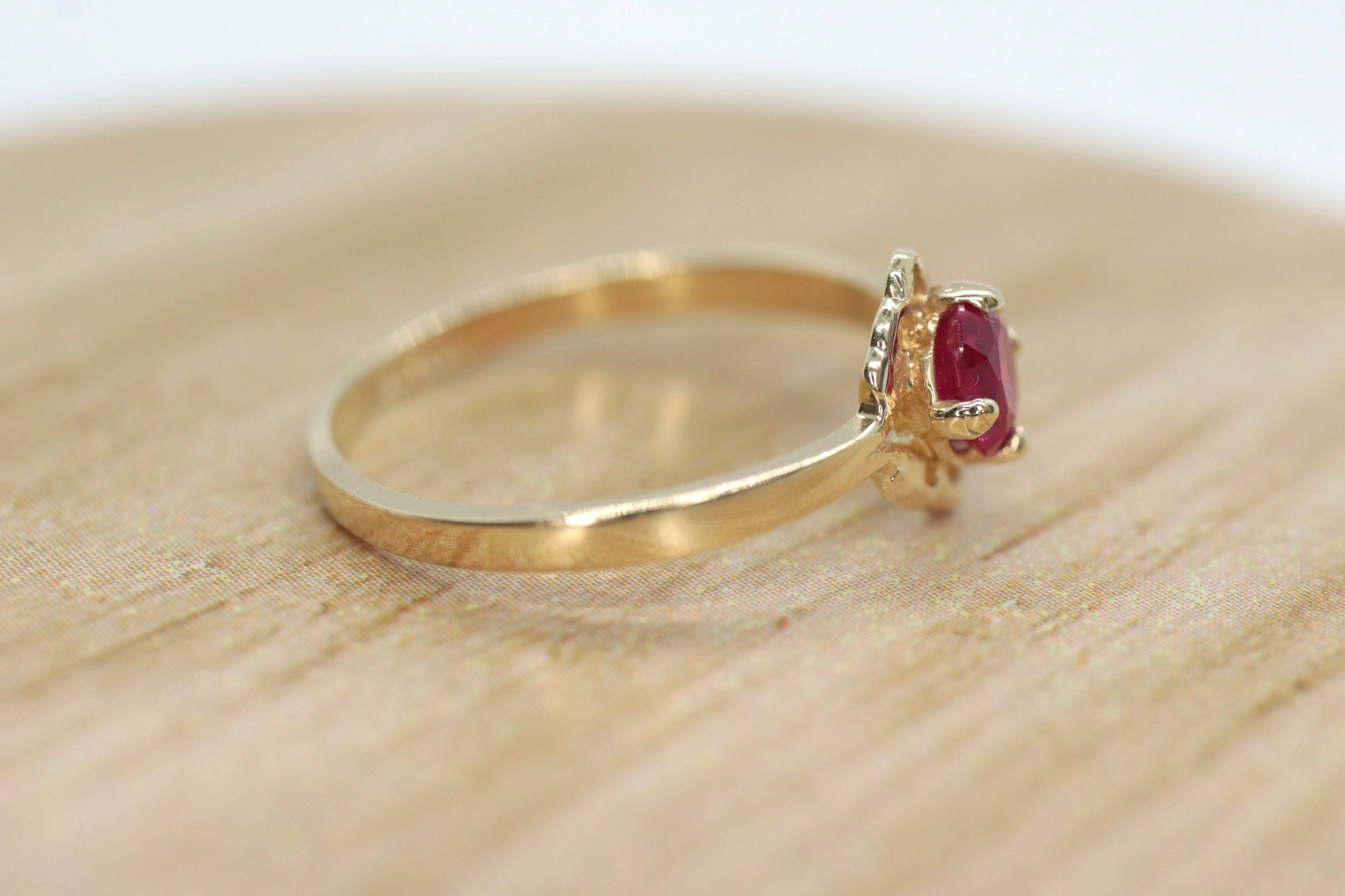 10k Dainty Ruby Ring. 10k RUBY stackable twisted stacked band