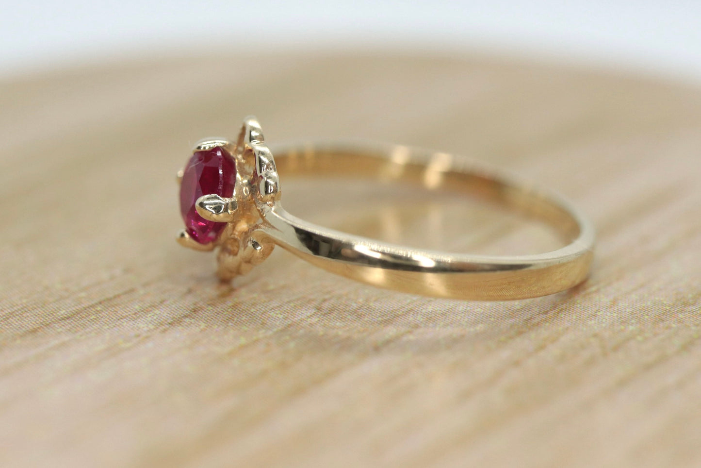 10k Dainty Ruby Ring. 10k RUBY stackable twisted stacked band