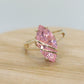 10k R Klein PINK CZ Gem ring. 10k and CZ setting kljci solitaire ring.