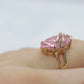 10k R Klein PINK CZ Gem ring. 10k and CZ setting kljci solitaire ring.