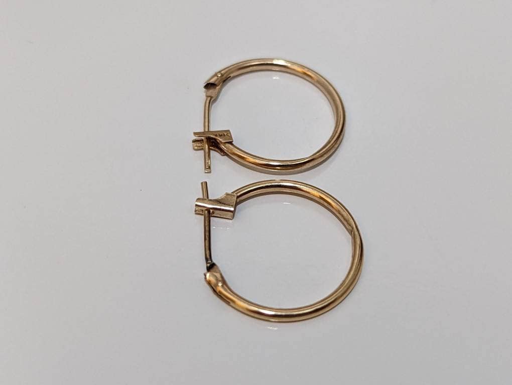 14k Gold HOOP Earrings. 14k Hoop Gloss thin dangle earrings.