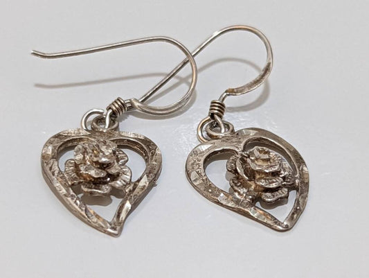 Sterling Silver Drop Heart Dangle Earrings. BOHO HEART Dangle earrings