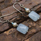 Sterling Silver Aquamarine and Pearl Candy Drop Dangle Earrings. BOHO Dangle earrings st(3/45)