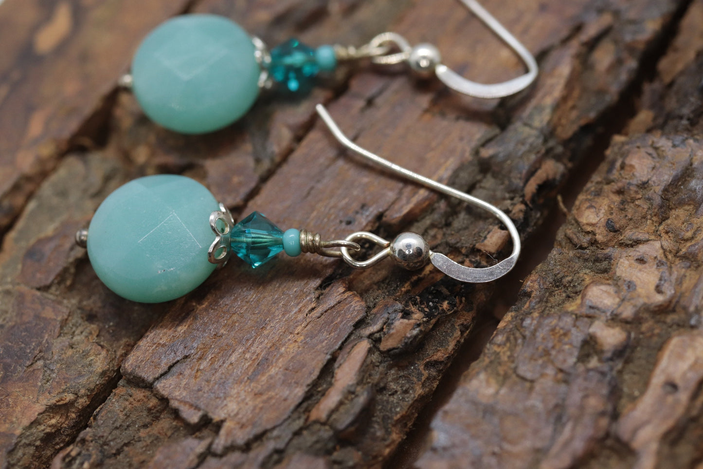 Sterling Silver Amazonite Candy Drop Dangle Earrings. BOHO Dangle earrings st(3/45)