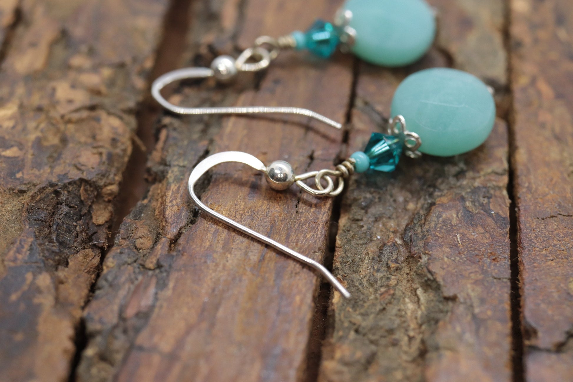 Sterling Silver Amazonite Candy Drop Dangle Earrings. BOHO Dangle earrings st(3/45)