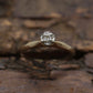 14k Diamond Solitaire. 14k Yellow gold engraved illusion set Daisy diamond ring. st(54/62)