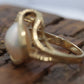 14k Large Mabe and Diamond Ring. Mabe Pearl Solitaire ring. st(109/25)