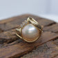 14k Large Mabe and Diamond Ring. Mabe Pearl Solitaire ring. st(109/25)