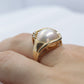14k Large Mabe and Diamond Ring. Mabe Pearl Solitaire ring. st(109/25)