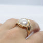 14k Large Mabe and Diamond Ring. Mabe Pearl Solitaire ring. st(109/25)