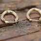 Vintage 14k yellow Gold Puffed Hollow Earrings. Jacmel Hoop engraved earrings. st25/30