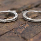 14k White Gold HOOP Earrings. 14k Hoop Textured Engraved thin dangle earrings. st58/65