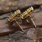 14k Open Heart Yellow Gold Diamond(CZ) Stud earrings. Prong set CZ Halo Earrings
