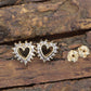 14k Open Heart Yellow Gold Diamond(CZ) Stud earrings. Prong set CZ Halo Earrings