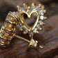 14k Open Heart Yellow Gold Diamond(CZ) Stud earrings. Prong set CZ Halo Earrings