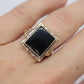 10k ONYX ring. Modern and Slim Picture Frame Rectangle Onyx signet ring. Sz 6.25 stock(149/50)
