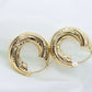 14k Gold Puffed Hollow HOOP Earrings. Textured and Engraved Twisted Design Earrings. st(71/88)