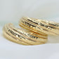 14k Gold Puffed Hollow HOOP Earrings. Textured and Engraved Twisted Design Earrings. st(71/88)