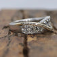 14K Diamond Bypass ring. Diamond Cluster Wave Abstract wedding band. Infinity Band. st(149/50). Sz 8