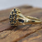 14k Dark Blue Sapphire Cluster ring. Sapphire Halo cluster ring. Size 8 stock(109/25)