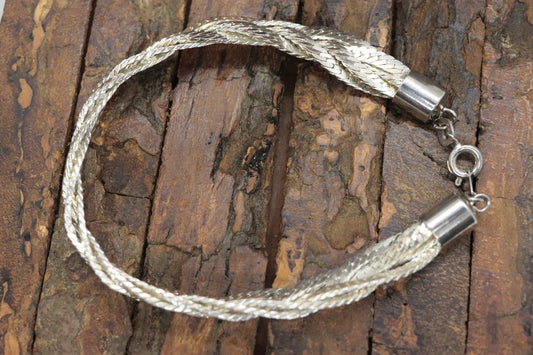 Vintage HEAVY Sterling Silver 925 Braided Herringbone Chain Bracelet 10mm and 22in 13.9g st(10/06)