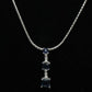 Blue Sapphire and diamond Journey pendant. 14k White Gold Princess Sapphires and Snake Chain Necklace. st(97/75)