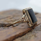 10k ONYX ring. Modern and Slim Picture Frame Rectangle Onyx signet ring. Sz 6.25 stock(149/50)