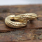 14k Gold Puffed Hollow HOOP Earrings. Textured and Engraved Twisted Design Earrings. st(71/88)
