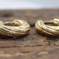 14k Gold Puffed Hollow HOOP Earrings. Textured and Engraved Twisted Design Earrings. st(71/88)