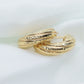 14k Gold Puffed Hollow HOOP Earrings. Textured and Engraved Twisted Design Earrings. st(71/88)