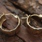 14k Gold Small HOOP Earrings. Hammered Texture Hoop Gloss earrings. st(71/87)