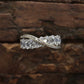 14K Diamond Bypass ring. Diamond Cluster Wave Abstract wedding band. Infinity Band. st(149/50). Sz 8
