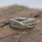 14K Diamond Bypass ring. Diamond Cluster Wave Abstract wedding band. Infinity Band. st(149/50). Sz 8