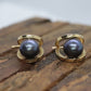 14k Black Pearl Hoop Earrings. Double Hoop Freshwater Pearl Earrings. st(46/00)